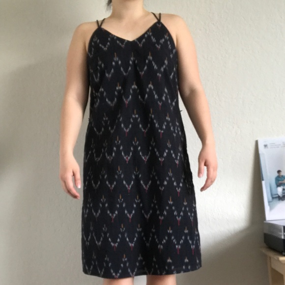 LOFT Black Strappy Patterned Summer Dress - Picture 5 of 5